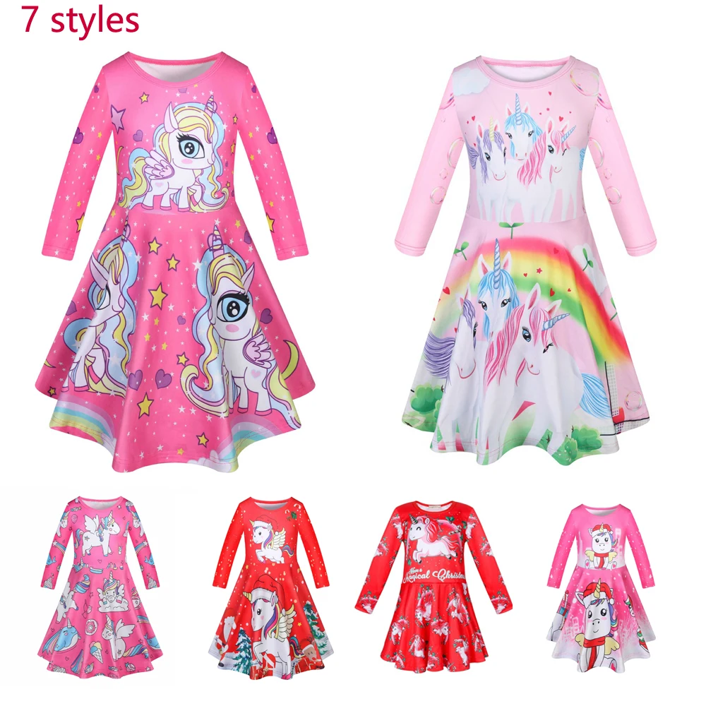 

2021 new Fancy Girl Princess Dresses unicorn dresses Princess Dress up Children Party Clothes Toddler Dresses for Baby Girls
