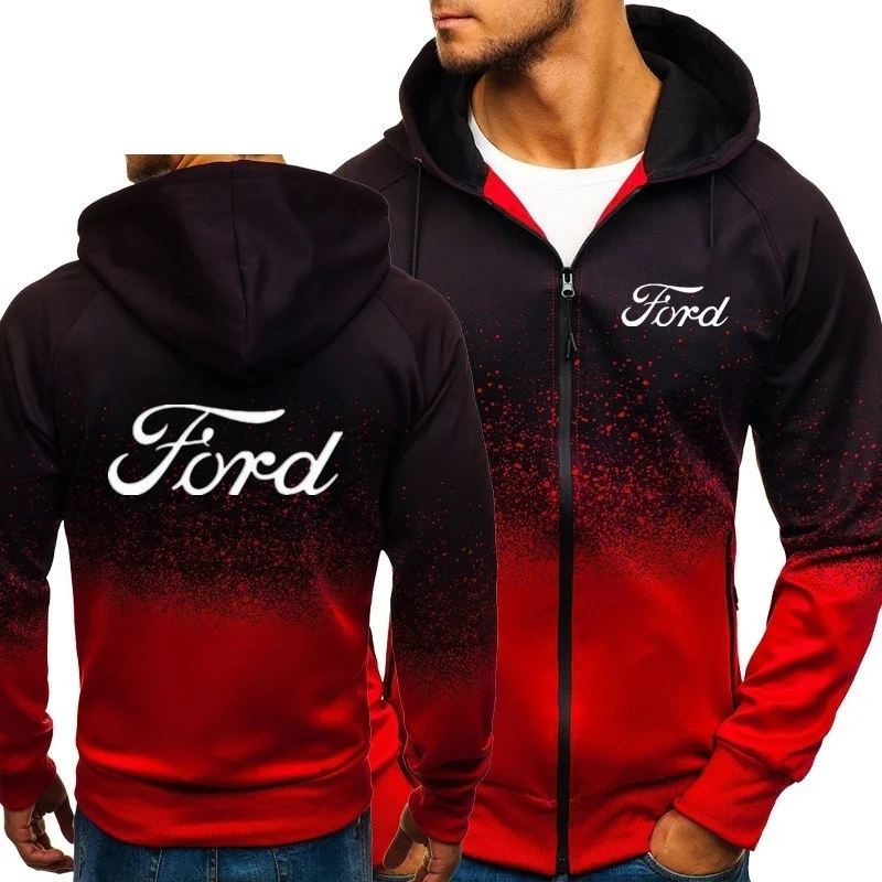 Ford худи с логотипами на молнии осенне-зимний пуловер Хлопок FORD 3D Толстовка