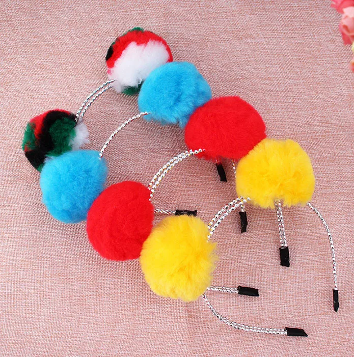 

Christmas Hair Ball Hairband Headdress Sweet Warm Pom Fur Balls Womens Headband Head Accessory