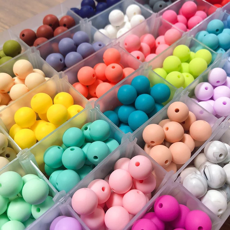 

40pcs 15mm Silicone Beads Round Baby Teether Eco-friendly BPA Free Nursing DIY Baby Teething Pacifier Chain Bead Silicone rodent