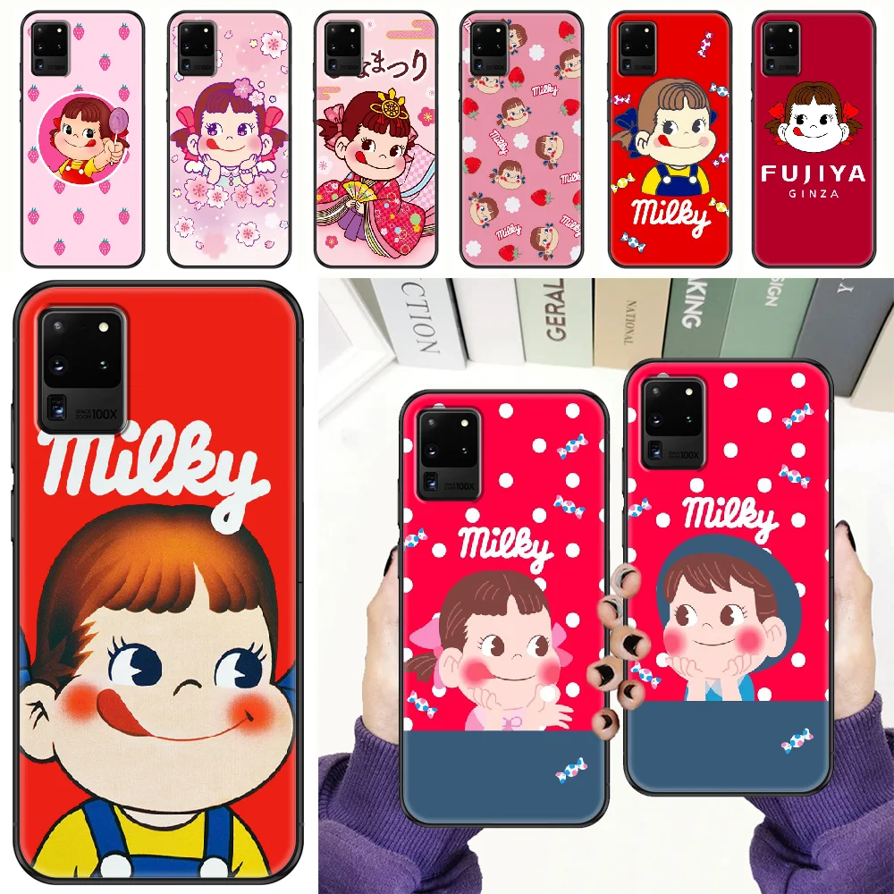 Fujiya молочный Пеко Чан чехол для телефона Samsung Galaxy Note 4 8 9 10 20 S8 S9 S10 S10E S20 Plus UITRA Ultra black
