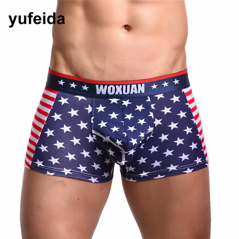 

Mens Underwear Boxers American Flag Sexy Male Gay Sissy Panties Boxer Shorts Trunks Underpants U Convex Pouch Cueca Masculina