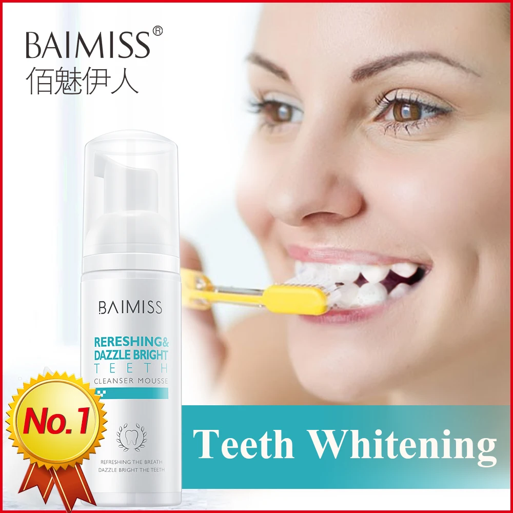

BAIMISS Teeth Whitening Mousse Toothpaste Tooth-Cleaning Fresh Shining Oral Hygiene Removes Plaque Stains Bad Breath Dental Tool
