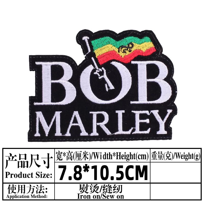 Нашивки с вышивкой надписями BOB MARLEY красные желтые зеленые наклейки аппликация