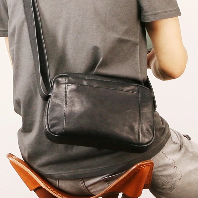 AETOO мужская кожаная сумка через плечо модная трендовая Повседневная мини-сумка |