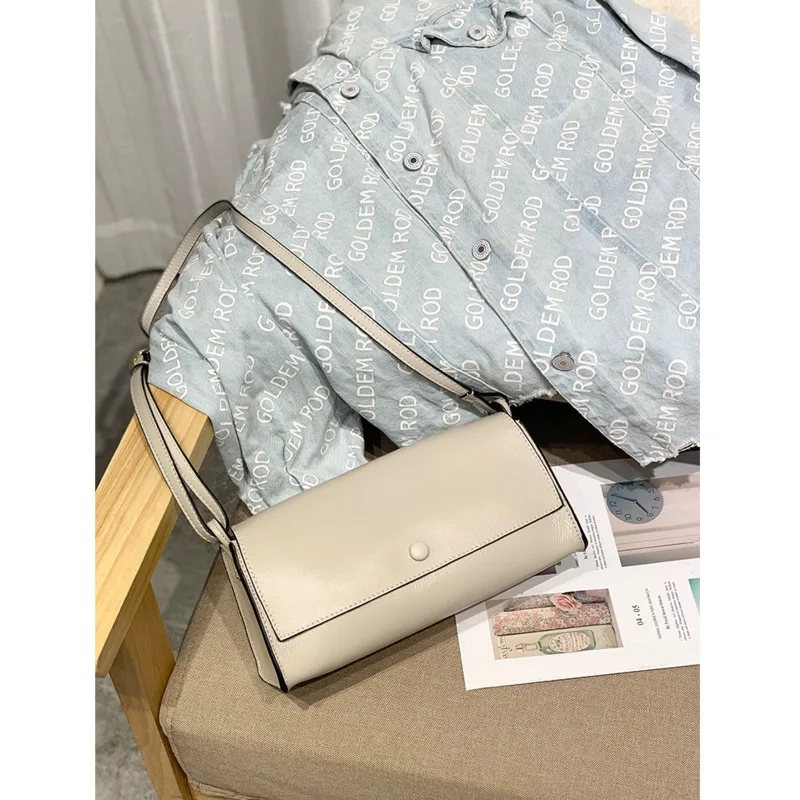 

2021 New Fashion Women Shoulder Bags Simple Genuine Leather Bags Solid Color Versatile Ladies Small Messenger Bag Handbag Female