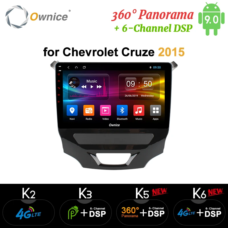Автомагнитола Ownice Android 9 0 8 ядер DVD-мультимедиа для CHEVROLET CRUZE 2015 k3 k5 k6 DAB + 4G LTE 360