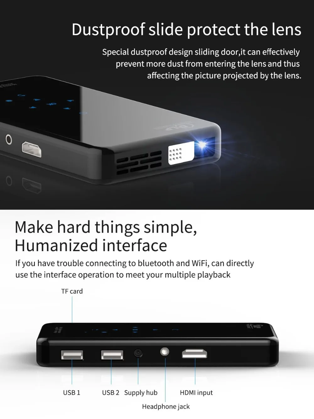 DLP X2 мини-проектор со встроенным аккумулятором 2000 люмен HDMI USB портативный проектор 1080P H.265 проектор для домашнего кинотеатра 4K светодиодный X3 проектор