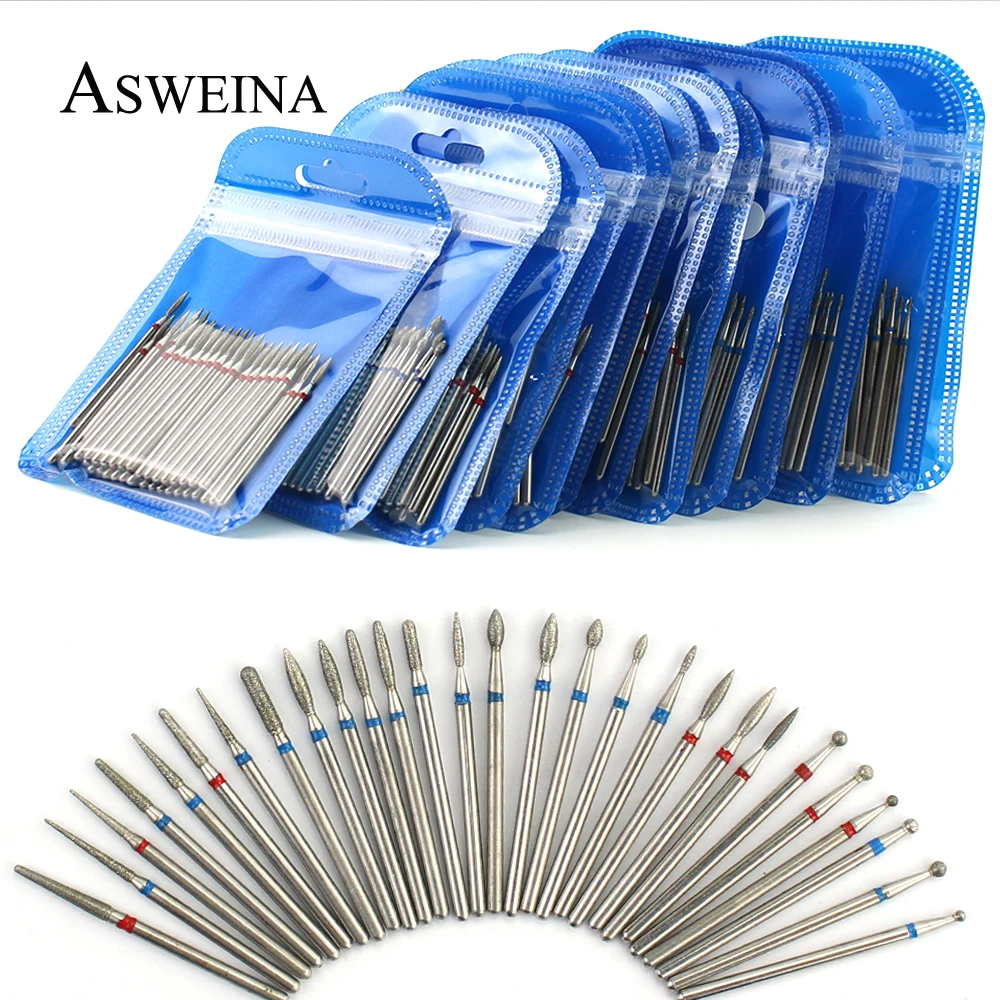 100 шт./компл. алмазные фрезы для ногтей вращающиеся электрических маникюрных