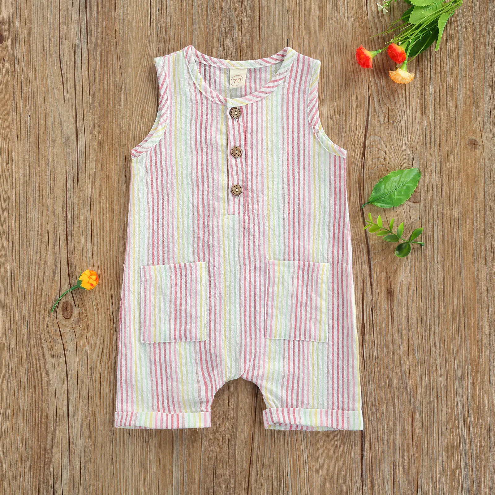 

Casual Baby Girl Boy Jumpsuit Sleeveless Striped Rompers Newborn Infant Girl Clothing Costumes