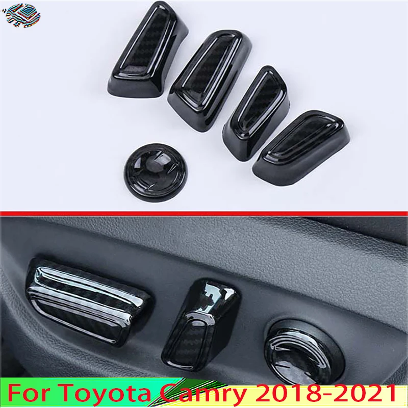 

For Toyota Camry 2018-2021 Car Decoration Carbon Fiber Style Interior Inner Seat Adjustment Switch Knob Button Cover Trim