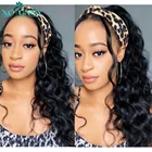 Парик из натуральных бразильских волнистых волос без повреждений, 180% полностью машинное изготовление, парик с головной повязкой для чернокожих женщин, без клея, без геля, xcsunny