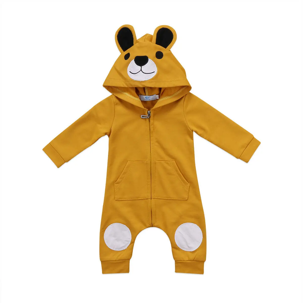 

Cute Bear Newborn Infant Baby Boy Girl Kids Ear Hooded Romper Zipper Cartoon Patchwork Jumpsuit Playsuit Clothes Outfit 0-24M