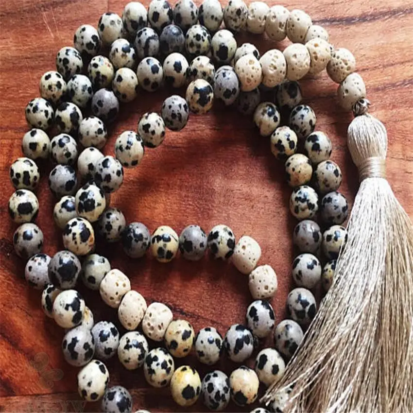 

8mm 108 Lava Spotted stone Gemstone mala necklace Healing Gemstone Wristband energy chain Veins Bless cuff