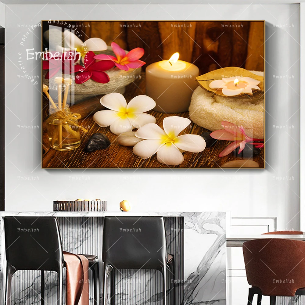 

1 Pieces Candle Zen Stones Modern Artworks For Living Room Wall Art Pictures Home Decor HD Spray On Canvas Painting Posters