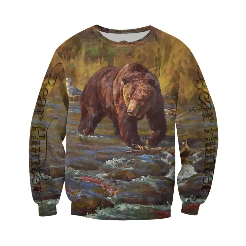 

Tessffel Animal Hunter Bear Hunting Wild Beast NewFashion Autumn Long Sleeve Casual Streetwear 3DPrint Men/Women Zip/Hoodies A19
