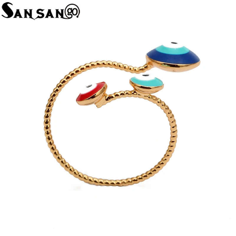 С клипсами Дурной глаз Открытое кольцо для женщин Золотой Цвет геометрический
