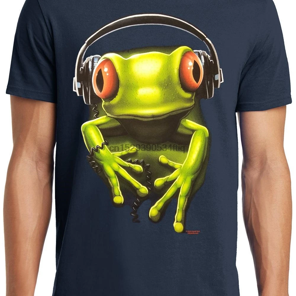 

Big Guys Rule Funny Big and Tall King Size Tree Frog Wearing Headphones T Shirt