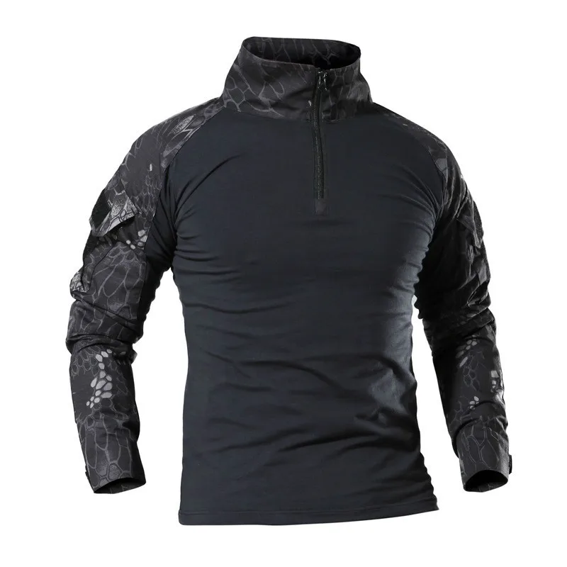 Ash black HAN WILD, мужские походные рубашки, уличная походная футболка, Военная тактическая рубашка, Мужская камуфляжная рубашка для стрельбы, охоты размера плюс - Цвет: Ash black