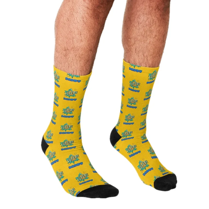 

2021 Funny Father's day Men's socks Superhero daddy Printed rock hip hop Men Happy Socks boys street style Crazy Socks for men