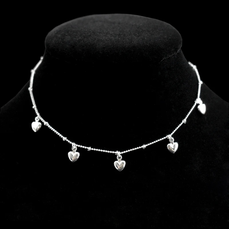 New Fashion 925 Sterling Silver Simple Exquisite Heart Pendant Anklets Women Jewelry Birthday Gift Summer Foot Chain Bracelets images - 6