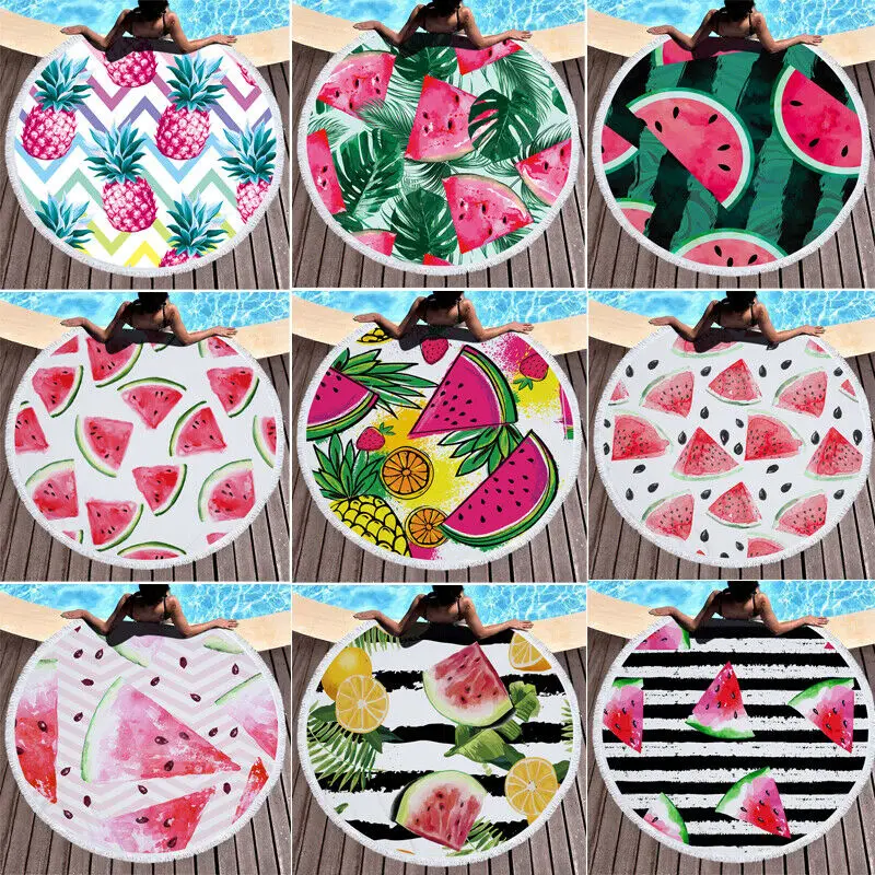 Пляжное полотенце в стиле бохо s образное пляжное из микрофибры с принтом арбуза