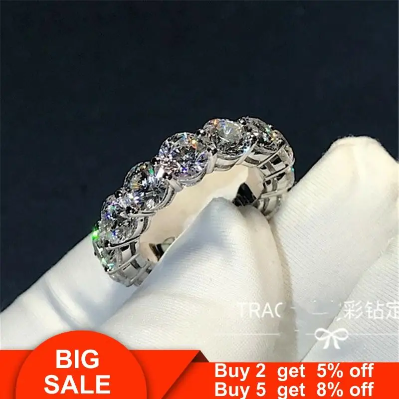 Вечность Обручальное кольцо 925 стерлингового серебра Круглый 4 мм ааааа cz камень