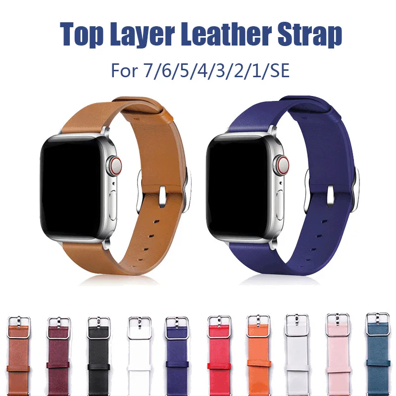 

Кожаный ремешок с металлической пряжкой для Apple Watch Band 7 6 5 SE