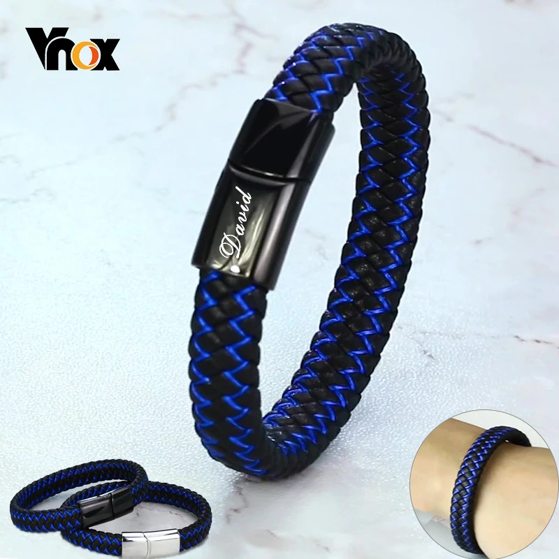 Стильный мужской браслет Vnox с изображением имени на заказ из нержавеющей стали
