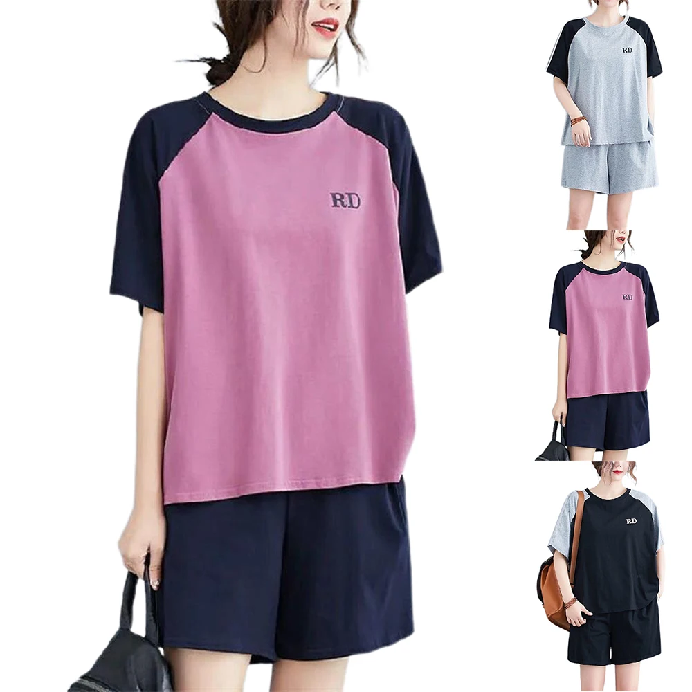 

Women Sports Outfit Short Sleeve T Shirt + Shorts Set Summer Sweatsuit Tracksuit