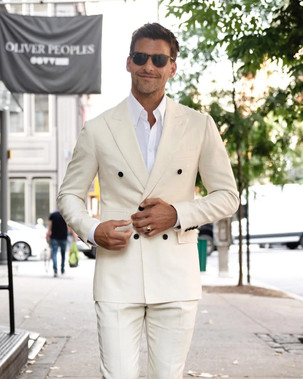 Office White Men's 2 Piece Suits Classic Slim Fit Vintage Suit Business Jacket Pants Custom Wedding Tuxedos