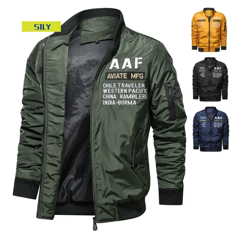 

Jacket Coats Men Stand Collar Motorcycle Washed Men's Bomber Jackets Casual Male Military Cotton Pilot Coat Army Cargo Flight