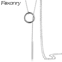 foxanry 925 stamp sweater necklace for women new trend vintage elegant charming simple tassel party jewelry wholesale