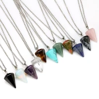 hexagonal column crystal agate opal pendant necklace tapered crystal gothic pendant simple jewelry sweater accessories chain