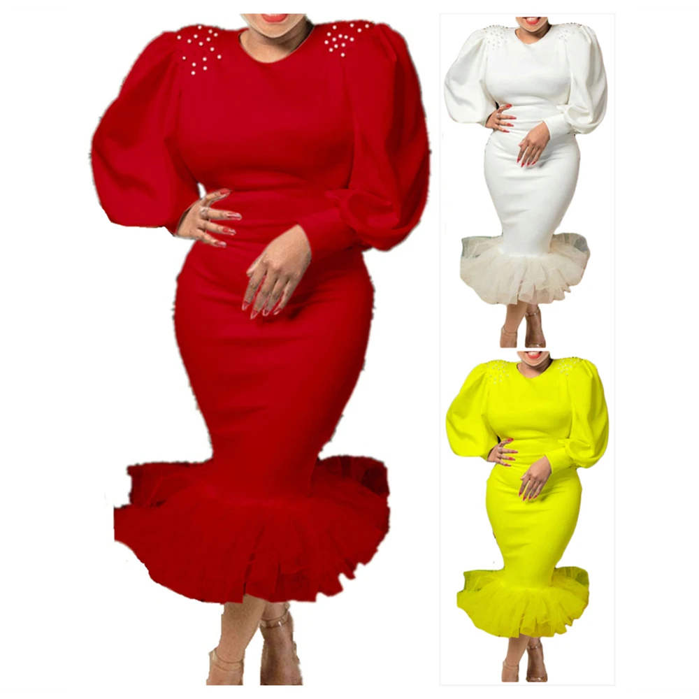 

Весна 2022, новинка, лидер продаж, Сетчатое платье в европейском и американском стиле с пышными рукавами, вечернее платье-годе