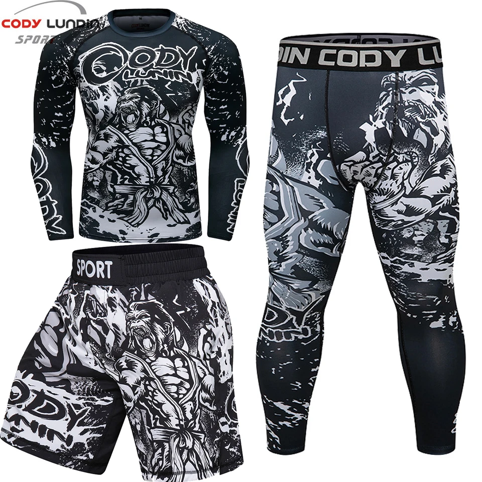 Rashguard MMA рубашка + брюки Bjj спортивный костюм для фитнеса Шорты Муай Тай