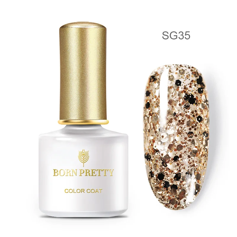 BP-SG35 Гель-лак для ногтей BORN PRETTY с блестящими блестками, 6 мл, глазирующий УФ-гель розового, золотого, серебряного цвета, сияющий, впитывающий УФ-Гель-лак для ногтей - Цвет: BP-SG35