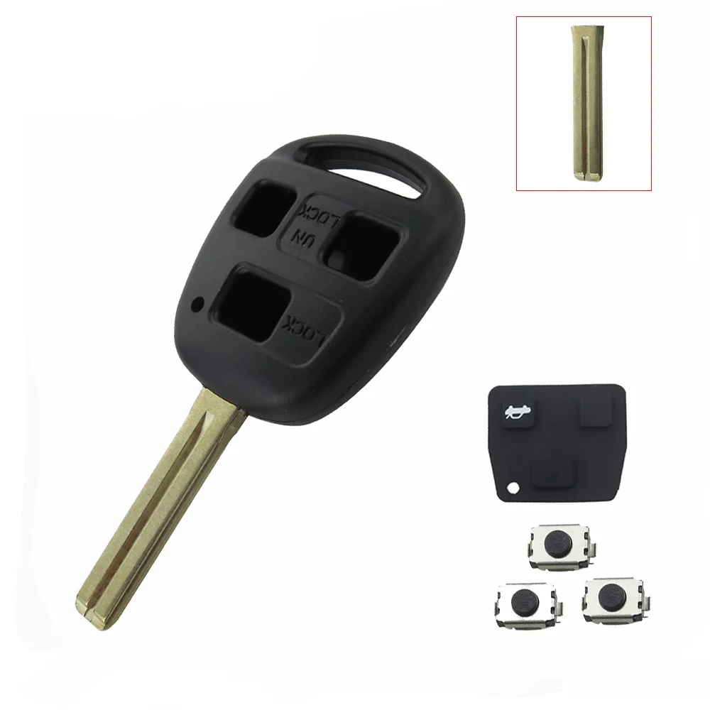 B OkeyTech 3 кнопки пустой транспондер авто ключ оболочки чехол для Toyota Camry Corolla Verso Avensis Prius Toy48 резиновая накладка переключатель - Цвет: B