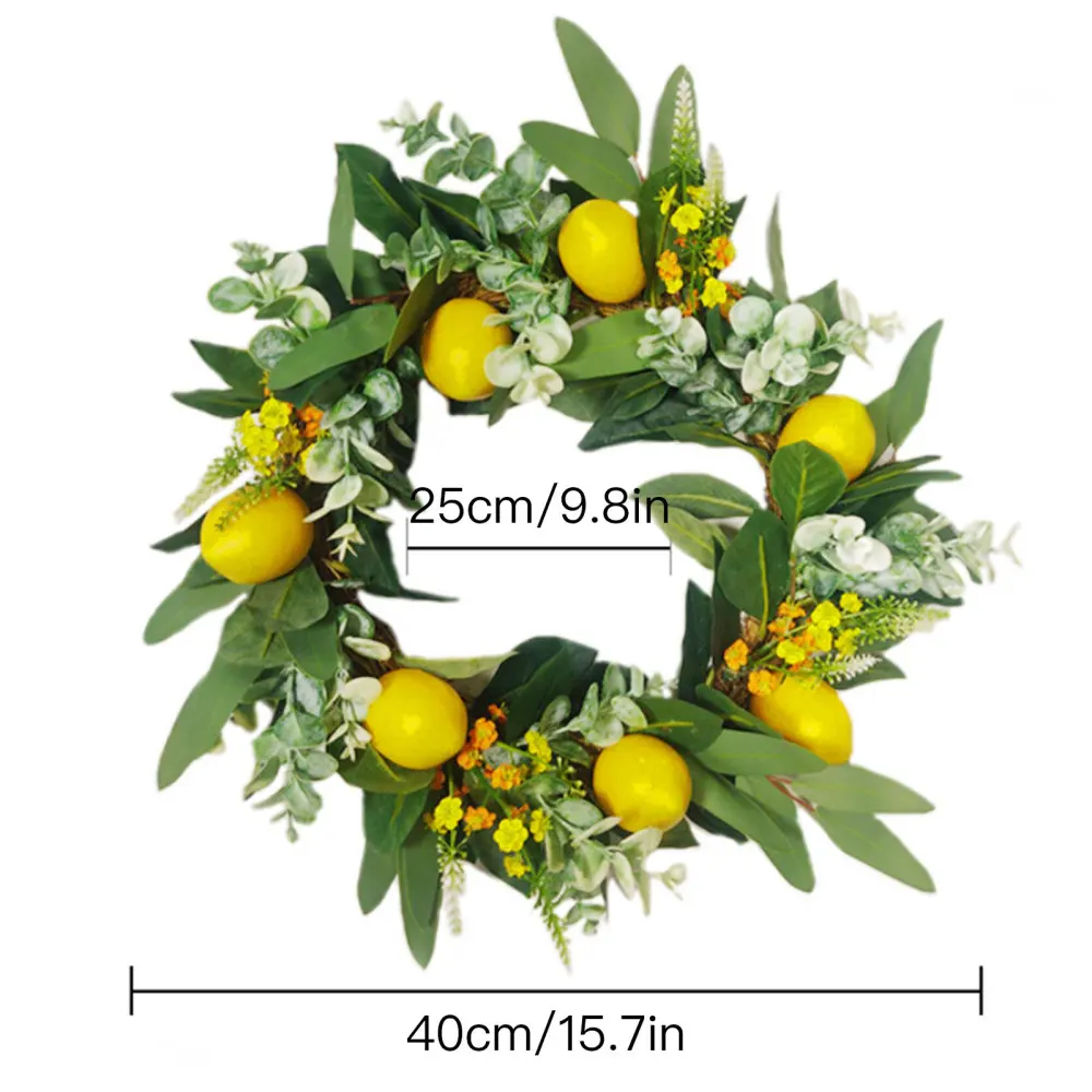 Искусственный весенний фруктовый венок гирлянда сушеные цветы 42 см и зеленые