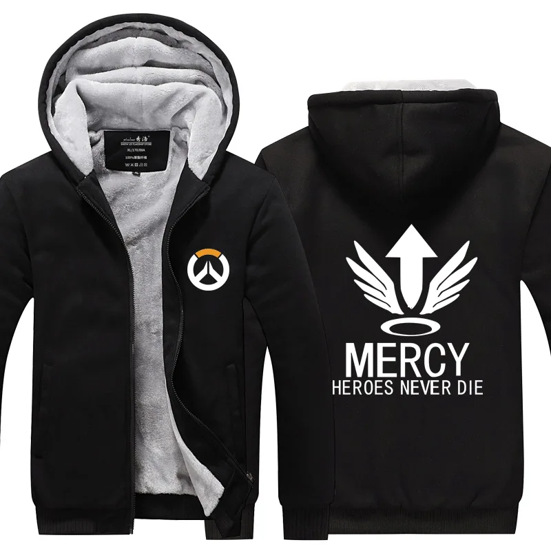 Black 4 Dva OW Overwatch Mercy Mei зимняя куртка на молнии из плотного флиса уличная Толстовка Спортивная толстовка с капюшоном костюм для косплея - Цвет: Black 4