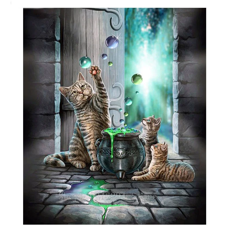 Вышивка крестиком 5D DIY ручной работы с тремя кошками вышивка мозаика искусство