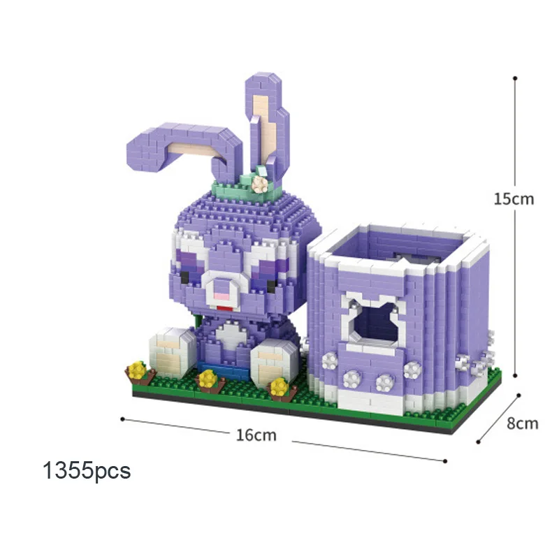 

Disney world park figures micro diamond block Disneyland StellaLou rabbit pen container building brick educational toy nanobrick