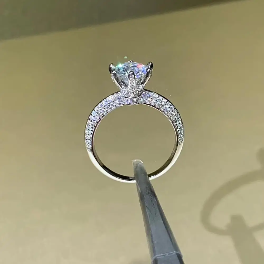 Kkmall Store Round Silver Moissanite Ring 1.00ct D VVS Luxury Weding for Women | Rings