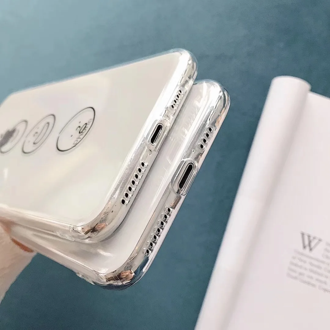 Новый Модный Милый простой чехол для телефона с изображением смайлика iphone Xs MAX XR X