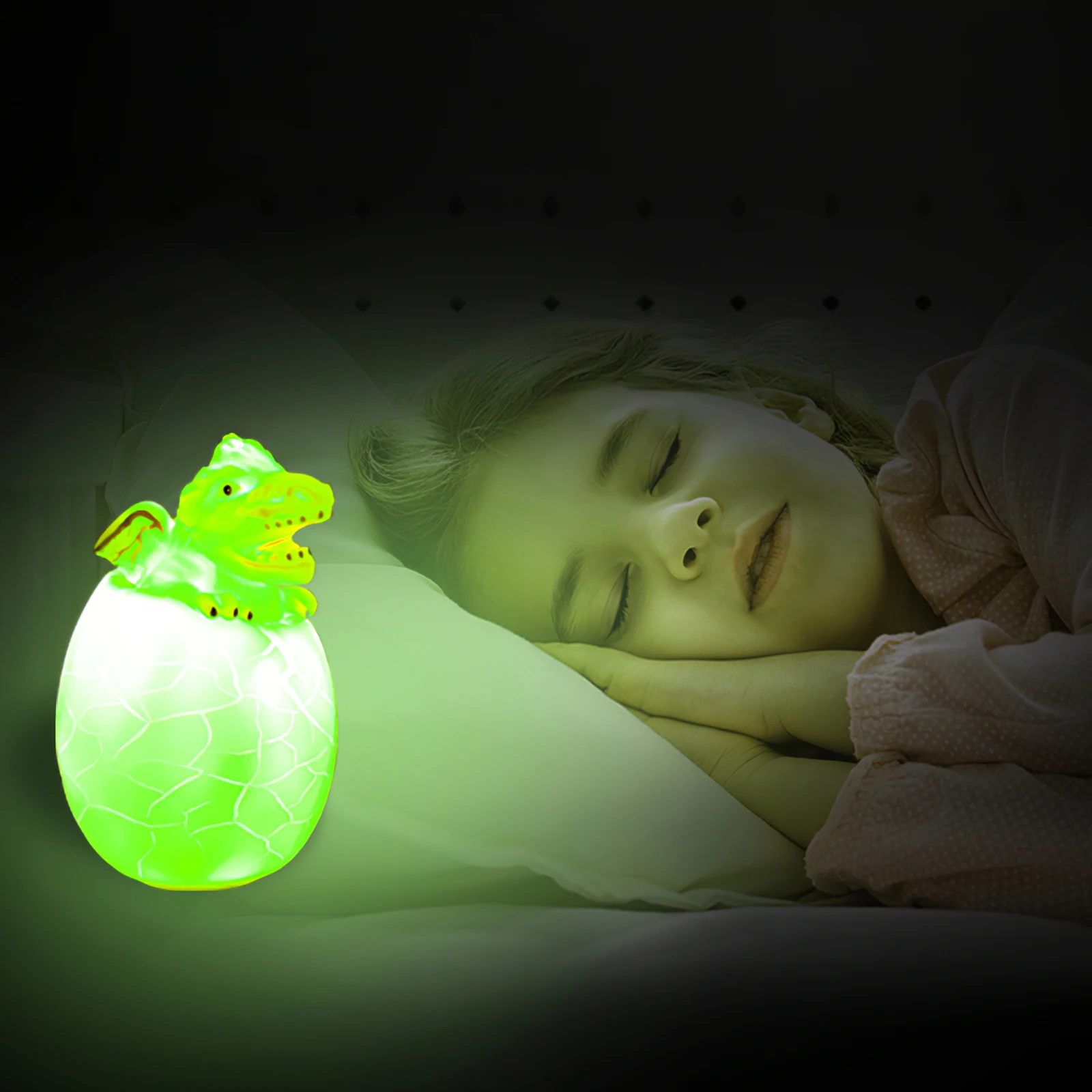

Dinosaur Night Light For Kids 3D Dinosaur Egg Glowing Toy Bedside Lamp With Remote Controller 500 MAh Battery Rechargeable