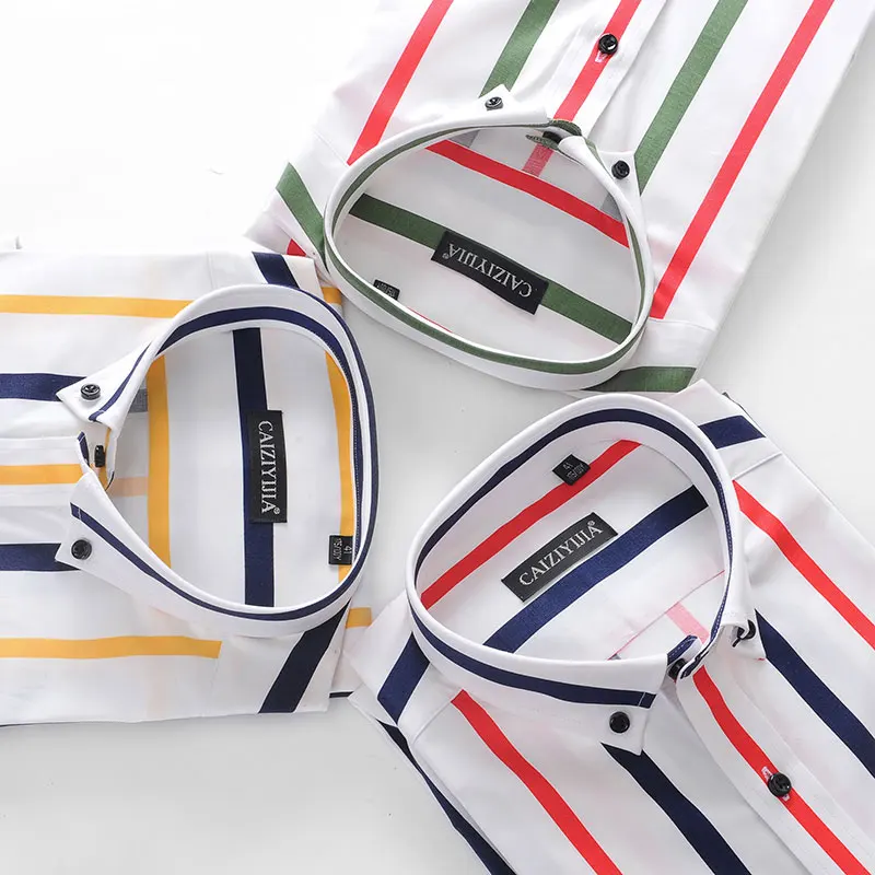Роскошная Высококачественная Мужская рубашка в полоску с длинным рукавом, приталенная рубашка на свадьбу, деловая рубашка на пуговицах, мужские повседневные рубашки