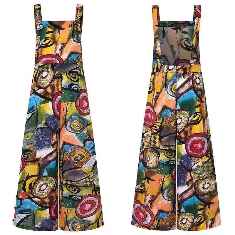 

Female Jumpsuit2021 NewTrend Floral Printed Combinations High Waist Wide-Leg PantsSummer Casual Elegant Woman Jumpsuits AB137