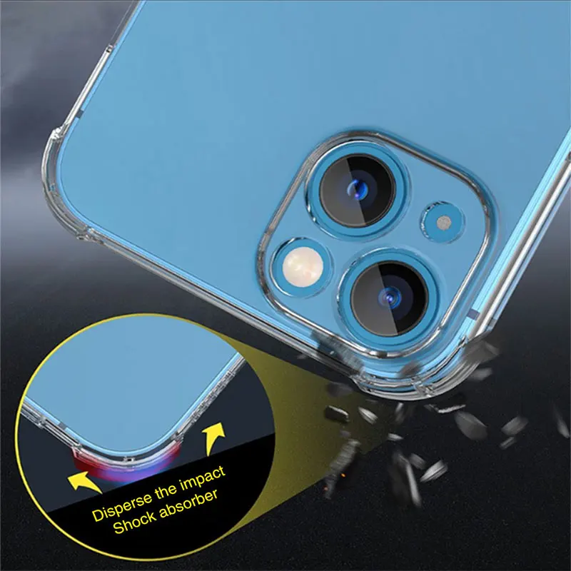 thick shockproof silicone phone case on for iphone 13 12 11 pro xs max camera protection case iphone x xr 6s 7 8 plus back cover free global shipping