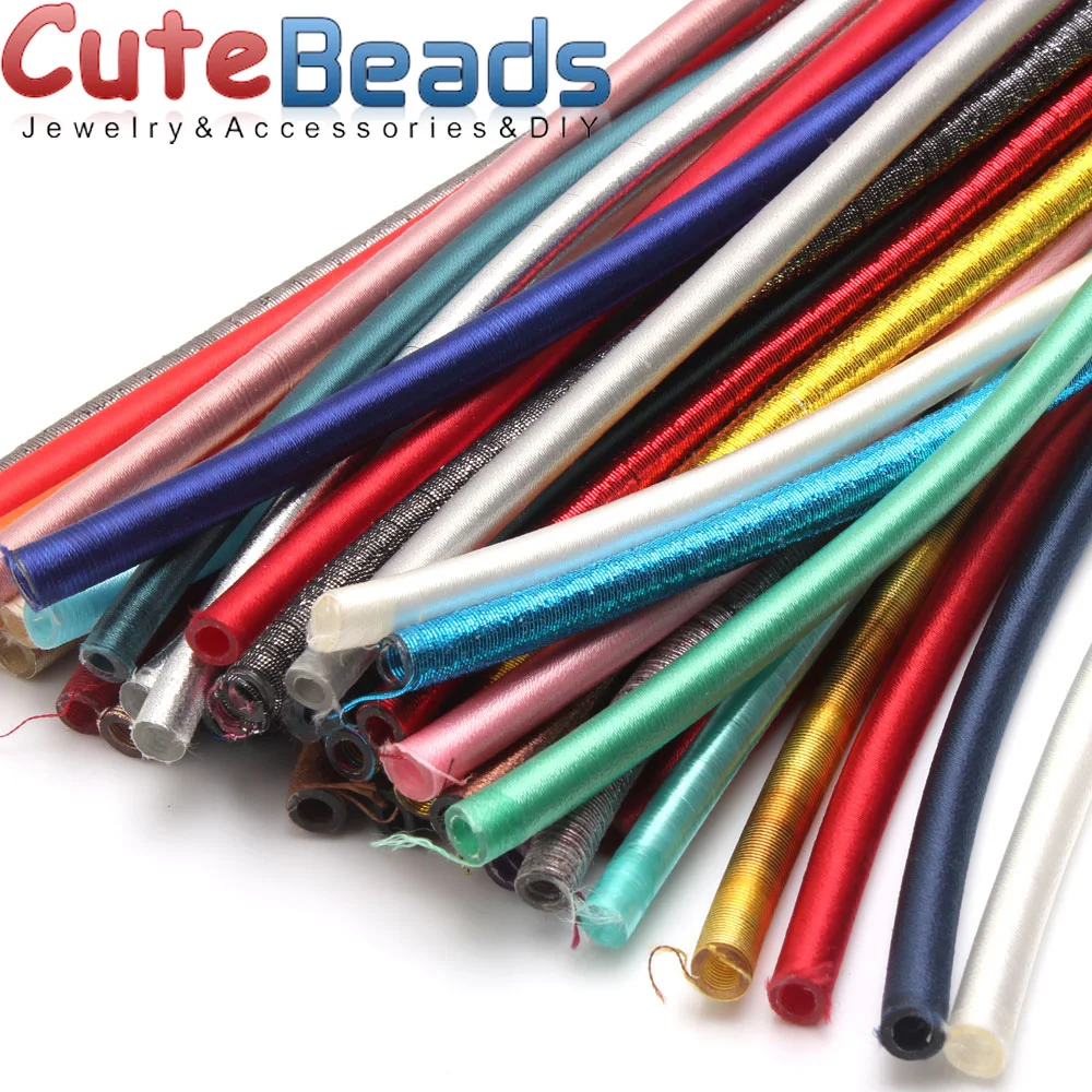 8 мм 46 см искусственный шелк красочный шнур полый резиновый DIY ожерелье браслет