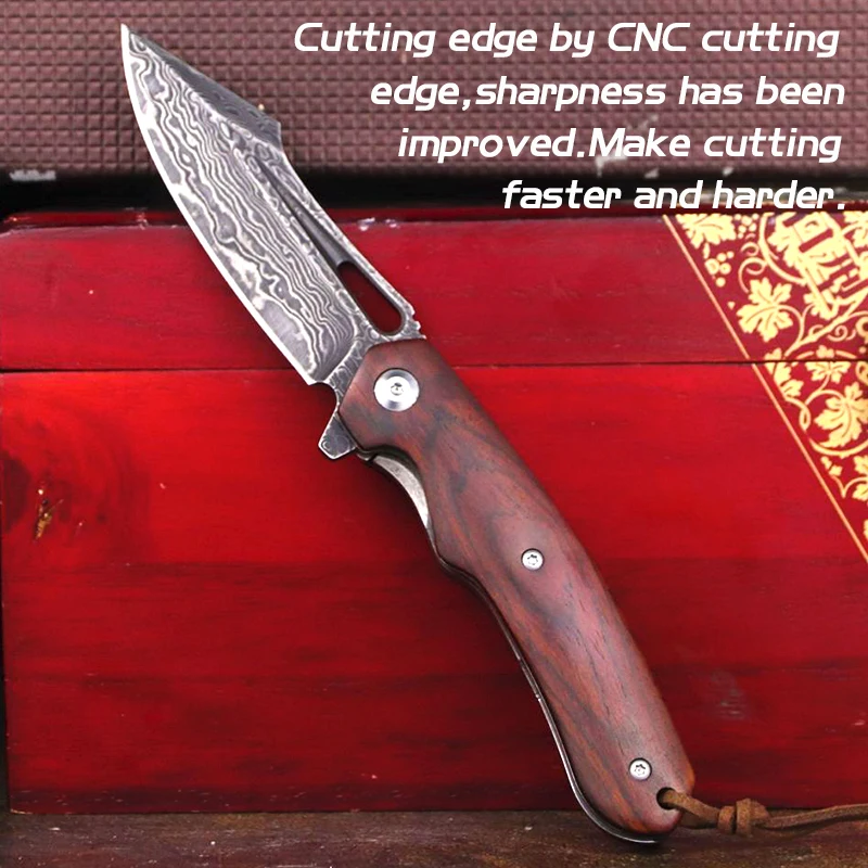 Складной нож для самообороны тактический уличный мини-клинок из дамасской стали